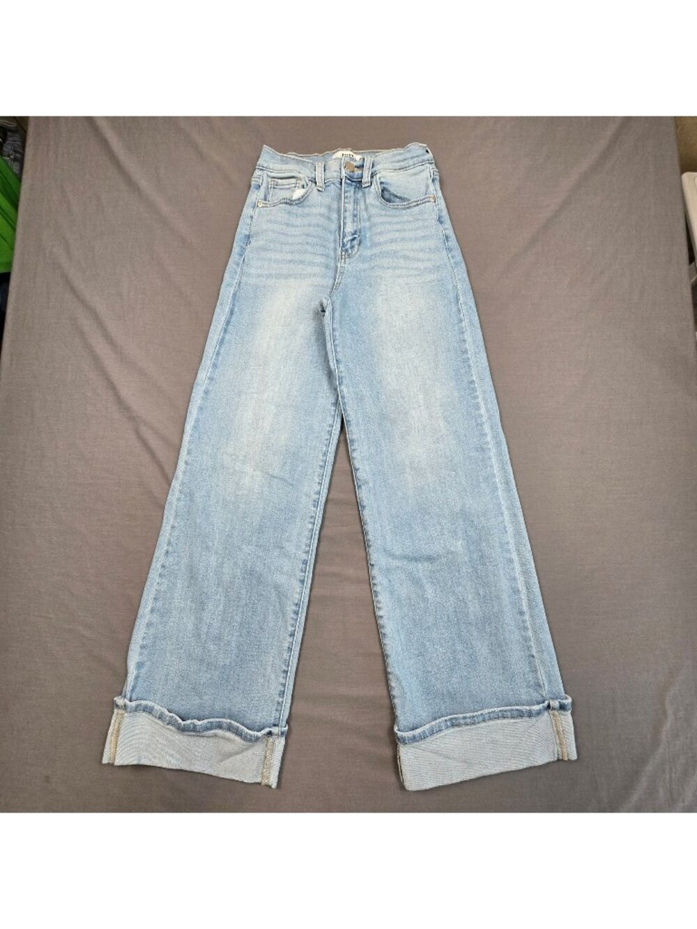JBD Womens Wide Leg High Rise Cuffed Jeans Light Wash Size 25 Just Black Denim